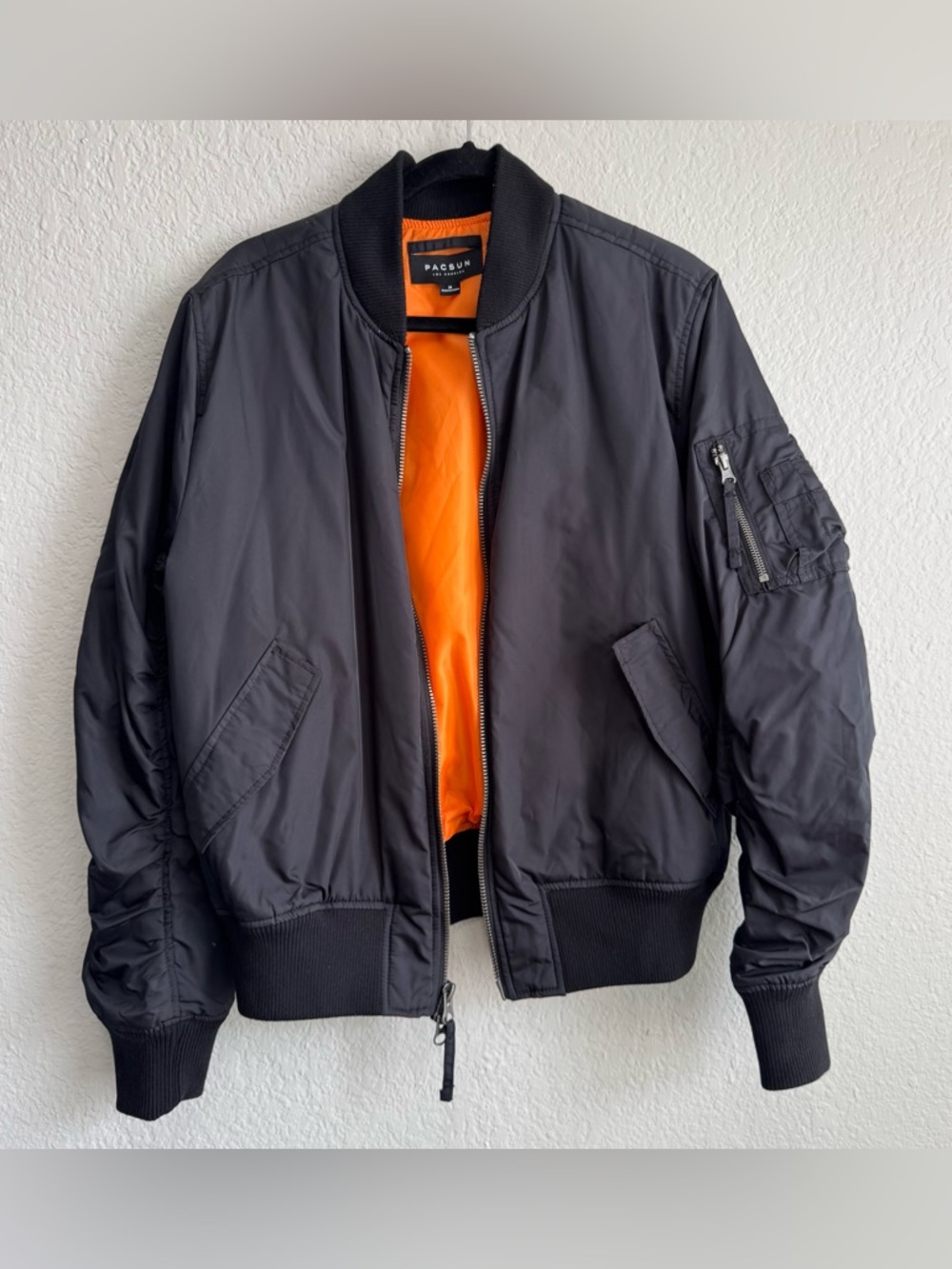 PacSun Black Bomber Jacket with Orange Interior